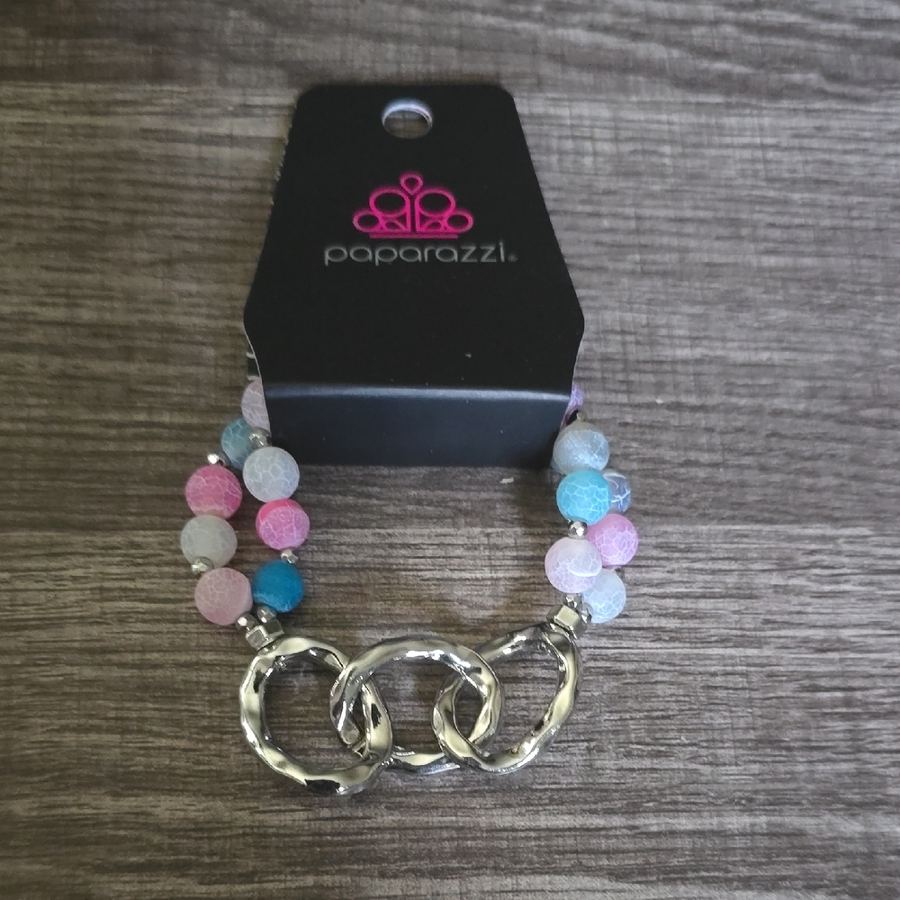 Paparazzi Pastel Beaded Silver Bracelet